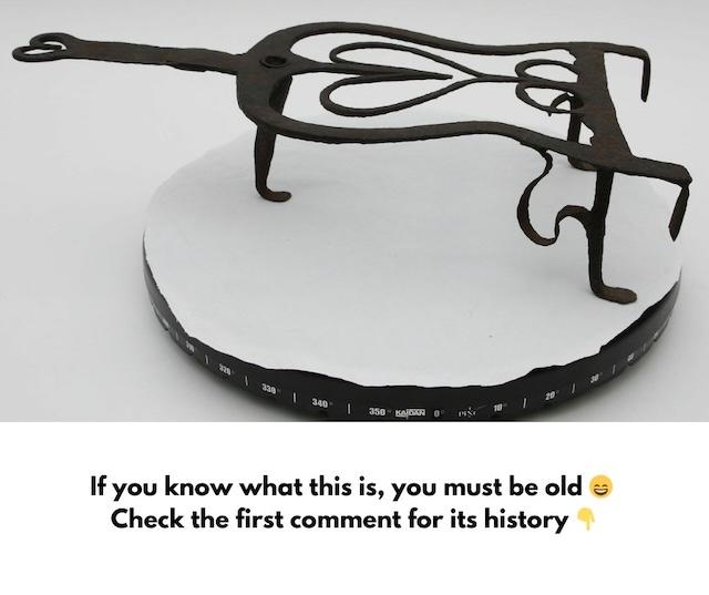 This is an antique vintage trivet used for holding hot pots or kettles above surfaces to prevent heat damage.